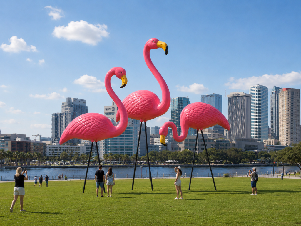 GIGANTIC LAWN FLAMINGOS